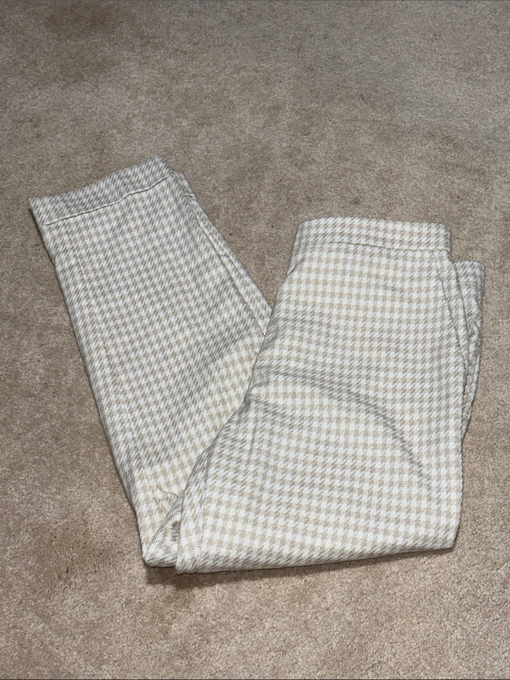 Ann Taylor Beige Houndstooth Chinos